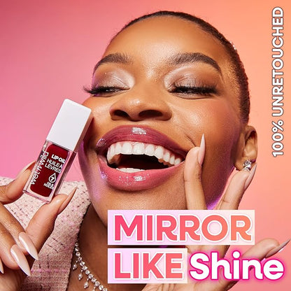wet n wild Lip Oil - Lightweight, Non-Sticky, Hydrating & Nourishing Formula with 7 Conditioning Oils, Vegan & Cruelty-Free - Merlot Glass