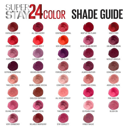 Maybelline Super Stay 24, 2-Step Liquid Lipstick Makeup, Long Lasting Highly Pigmented Color with Moisturizing Balm, Very Cranberry, Ruby Red, 1 Count
