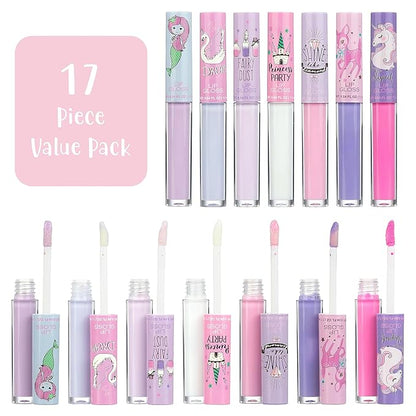 Expressions 14pc Lip Gloss for Girls - Glossy Lip Gloss Tubes | Non Toxic Lip Gloss Set - Unicorn Princess Birthday Party Favors Kids Makeup