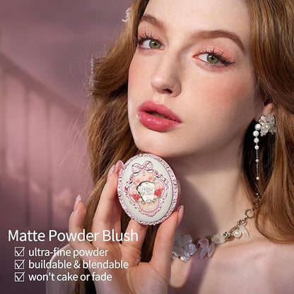 Flower Knows Midsummer Fairytales Embossed Blush 05 Valley Lily+Butterfly Cloud Collar Angled Powder Brush Frosty Wisteria