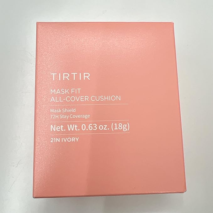 TIRTIR Mask Fit All Cover Pink Cushion Foundation | High coverage, Velvety Matte Finish, Lightweight, Flawless, Corrects Redness, Korean Cushion (#21N Ivory, Full Size, 0.63 Fl Oz)