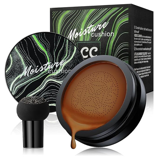 Mushroom Head Air Cushion CC Cream - BB Cream Foundation Makeup Concealer Moisturizing Oil Control, Long-Lasting & Waterproof, Easy Makeup Even Skin Tone (Deep, 3.21 Ounce (Pack of 1))