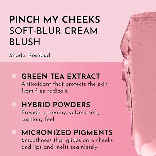 Women's Pinch My Cheeks Soft-Blur Cream Blush, Rosebud, Pink, 0.18 Ounce