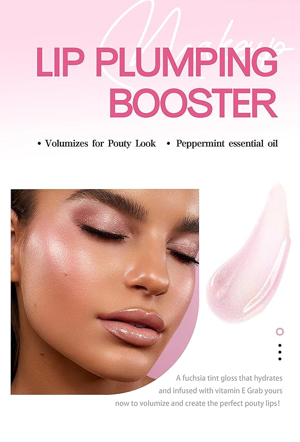 Lip Plumping Booster, Spicy Lip Lipstick, Lifting Lip Gloss, Hydrating, Volumizes & High-Shine Plumping Lip Glass Mirror Lip Glaze Lip Makeup, Plump & Pout Lip Plumper for Women Girls (#02)