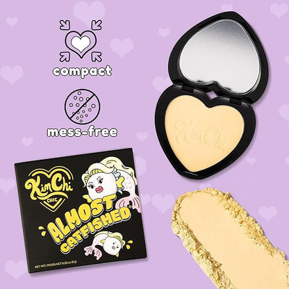 KimChi Chic Almost Catfished Micro Pressed Powder - Brightening Under Eye Setting Powder, Reduces Dark Circles, No Flashback, Banana