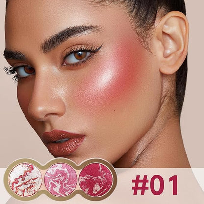 Boobeen Baked Powder Blush, Highlighting Pressed Blush Face Blushes Highlighter Finishing Powder Makeup, Natural Flush Tint for Cheeks, Long-wear Glow, Easily Blends