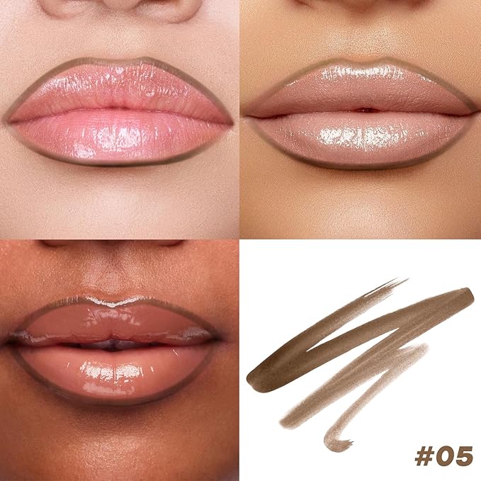 Lip Stain Peel Off, Dark Brown Lip Liner Stain Peel Off Tattoo Matte Lip-tint, Long Lasting, Waterproof, Transfer-proof, Moisturizing, Easy to Use, Highly Pigmented Color for All Skin Types (#05)
