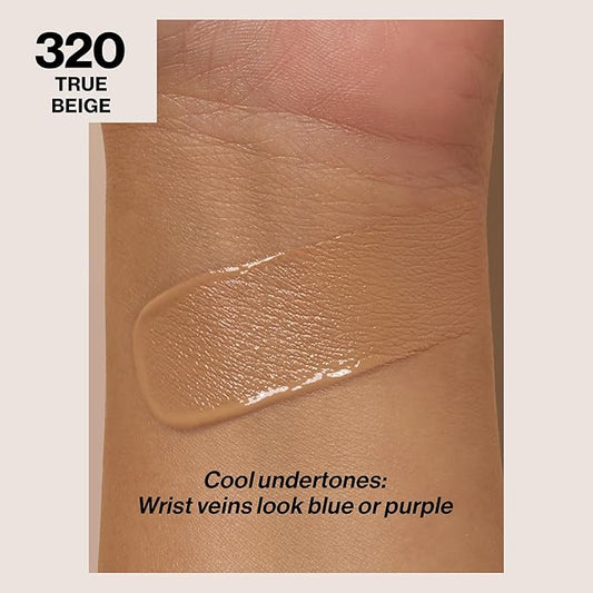 Revlon Liquid Foundation, ColorStay Face Makeup for Combination & Oily Skin, SPF 15, Medium-Full Coverage with Matte Finish, 320 True Beige, 1 Fl Oz