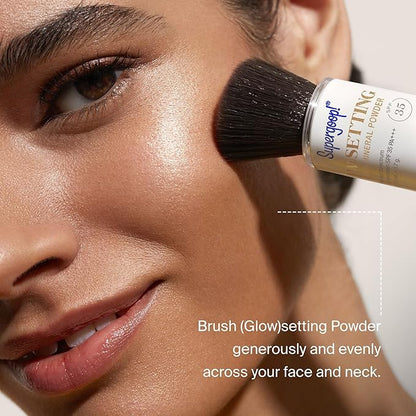 Supergoop! (Glow) setting 100% Mineral Powder, Translucent - 0.13 oz - Broad Spectrum SPF 35 PA+++ Sunscreen + Makeup Setting Powder