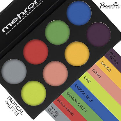 Mehron Makeup Paradise Makeup AQ 8 Color Tropical Palette | Magnetic Refillable Body Paint & Face Paint Palette | Professional & Water Activated | Costumes, SFX, Halloween, & Cosplay