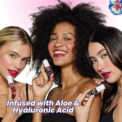 Blossom Lip Gloss Color Lock Lip Stain & Tint, Hydrating, Longlasting, Buildable, Non Drying, Smudgeproof + Transfer Proof, Made in USA with Doe Foot Applicator, 0.14oz, Poppin' Pink