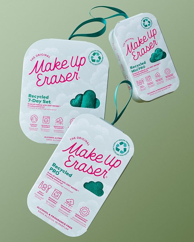The Original MakeUp Eraser 100% Recycled Mini PRO, Erase All Makeup With Just Water, Including Waterproof Mascara, Eyeliner, Foundation, Lipstick, Sunscreen and More! (Green)