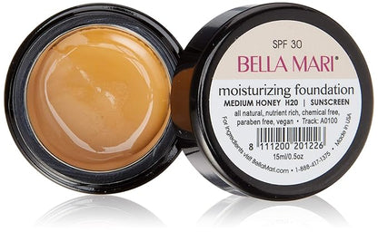 Bella Mari Natural Moisturizing Foundation, Medium Honey (H20); 0.5floz Glass