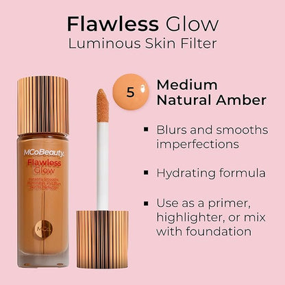 MCoBeauty Flawless Glow Luminous Skin Filter, 5 Natural Medium, Healthy Glow with Natural Radiance, Vegan, Cruelty Free Cosmetics