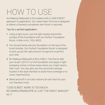 Foundation by No Makeup Makeup | Conceal & Correct with Long-Lasting, Buildable Formula & Lightweight Soft Finish | Cruelty-Free, Vegan, Fragrance-Free | Almond