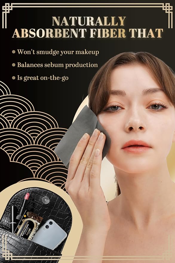[KPOP Beauty] Makeup Oil Blotting Paper - DANABE Bamboo Charcoal Face Oil Blotting Sheets - Korean Skincare Oil Absorbing Sheets - Sweat Blotting Sheets for Face (4x3.6 in.100 Large Sheets)