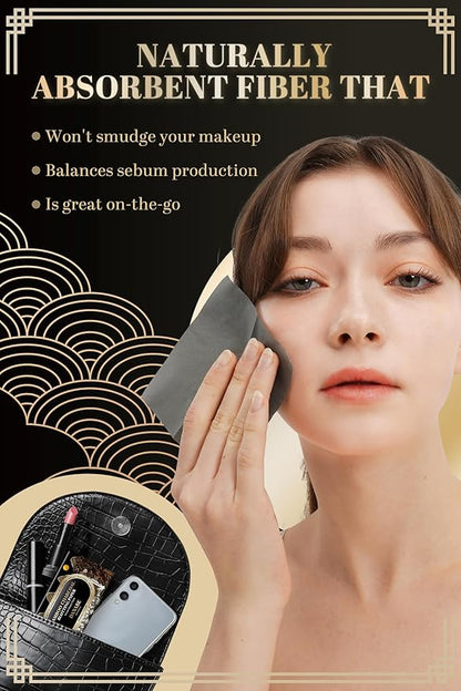 [KPOP Beauty] Makeup Oil Blotting Paper - DANABE Bamboo Charcoal Face Oil Blotting Sheets - Korean Skincare Oil Absorbing Sheets - Sweat Blotting Sheets for Face (4x3.6 in.100 Large Sheets)