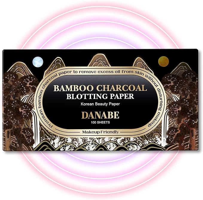 [KPOP Beauty] Makeup Oil Blotting Paper - DANABE Bamboo Charcoal Face Oil Blotting Sheets - Korean Skincare Oil Absorbing Sheets - Sweat Blotting Sheets for Face (4x3.6 in.100 Large Sheets)