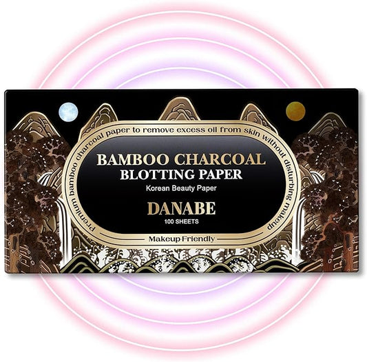 [KPOP Beauty] Makeup Oil Blotting Paper - DANABE Bamboo Charcoal Face Oil Blotting Sheets - Korean Skincare Oil Absorbing Sheets - Sweat Blotting Sheets for Face (4x3.6 in.100 Large Sheets)