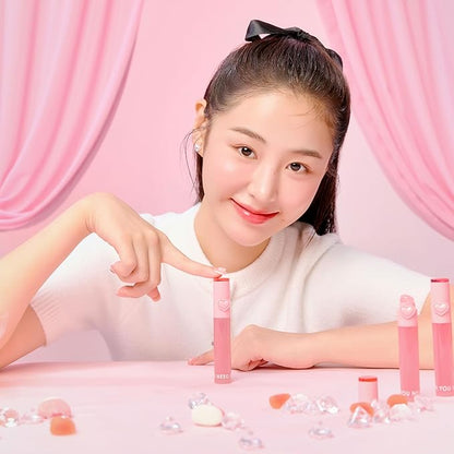 YNM Heart Jelling Tint (03 PAPAYA JELLING, 0.09 oz) Silicone Lip Brush Included, K-Beauty, Non-Sticky, Moisturizing, Smudge-Proof, Korean Lip Tint, Long-Lasting, Vivid Color