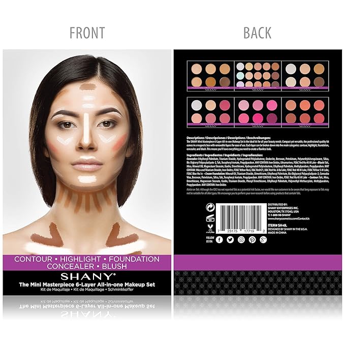 SHANY The Mini Masterpiece 6 Layers Makeup Foundation, Concealer, Camouflage, Contour, Blush and Face Cosmetics - 6 Make up Kits Palettes