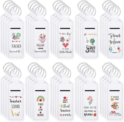 40 Pcs Teacher Appreciation Lipstick Holder with Thank You Words Portable Clip on Lip Gloss Sleeve Pouch Lipstick Holder Keychain Pocket Lip Balm Holder Thank You Gifts for Teacher