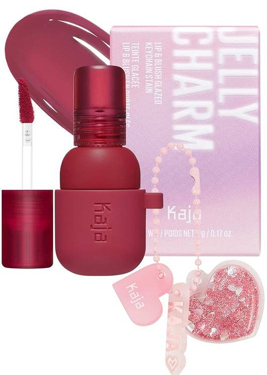 Kaja Lip & Blush Glazed Keychain Stain - Jelly Charm 02 Squeeze Guava + 3-in-1 Blendable Sculpting Trio - Play Bento 02 Cloud Latte Bundle