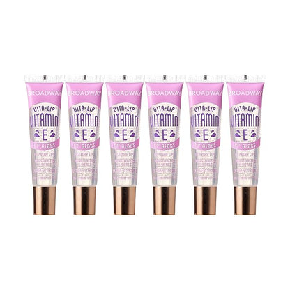 Ruby Kisses Broadway Vita-Lip Clear Lip Gloss (Vitamin E 6 Pack), Ultra-Hydrating & Soothing Formula with Multi-Vitamin Oils, High-Shine Non-Sticky Finish, Healing Lip Balm for Healthy Lips