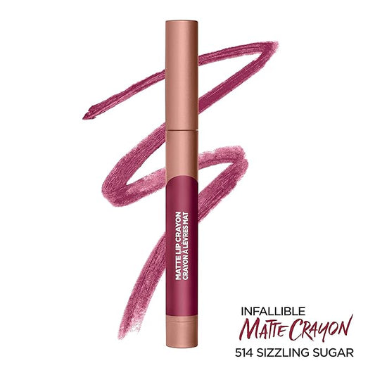 L’Oréal Paris Infallible Matte Lip Crayon, Sizzling Sugar (Packaging May Vary)