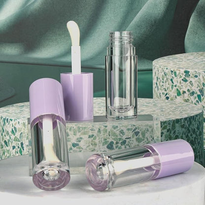 COSIDEA 14pcs Empty 6ml big doe foot wand Chunky lip gloss tubes for DIY lipgloss,Pink round lipgloss containers tubes with thick wand (Purple)