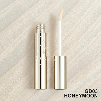 FOCALLURE High Shine Glitter Lip Gloss,Hydrates and Soothes Lips for a Gorgeous,Delivers a Non-sticky Glossy finish,Long-lasting Shine & Fuller-looking Lip Makeup,GD03 HONEYMOON