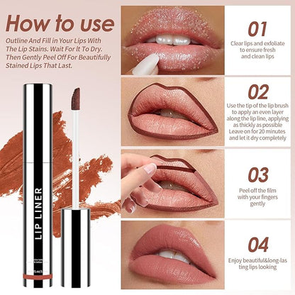 Boulari Lip Stain Long Lasting Lip Liner to Define Your Lips Waterproof Boulari Lip Stain Peel Achieve a Perfectly Makeup for Girls (True Nude+Neutral Mauve+Rose Pink, S)