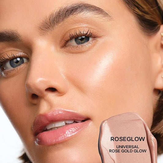 Saie Mini Glowy Super Gel Lightweight Illuminator - Luminizer + Makeup Primer for Glowing Skin - Enriched with Vitamin C + Hydrating Squalane Oil - Roseglow (0.5 oz)