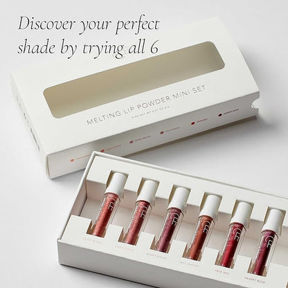 CLE Cosmetics Melting Lip Powder Mini Set of 6 - Lip Tint (Vegan, Cruelty Free, Paraben-Free) with Long-Lasting, Weightless Lip Stain, Usable on Lips, Eyes and Cheeks, Matte Finish, Travel Size