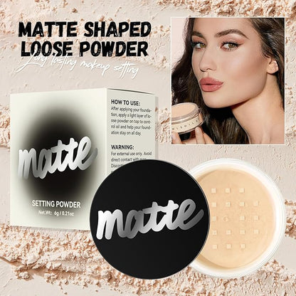 Face Loose Setting Powder, Translucent Long-lasting Waterproof Concealer Powder Light Breathable Oil-controlling, Smooth Matte Finish for Daily Face Makeup (01# White, 0.21 oz)