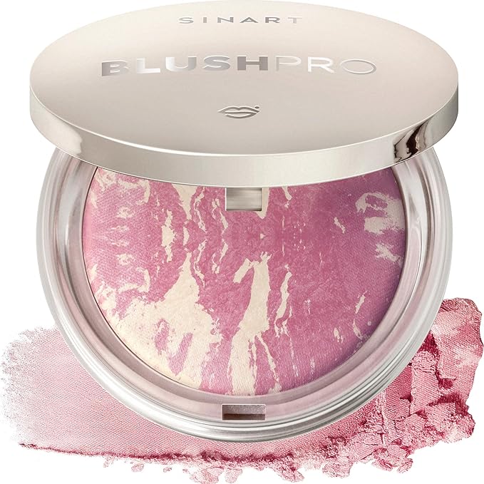 Baked PRO Blush. Brighten Lighting Highly Glow Marbleized. Lightweight Shimmery Satin Face Makeup. Cruelty-Free Powder Blush. Shape, Contour & Highlight Face - B1