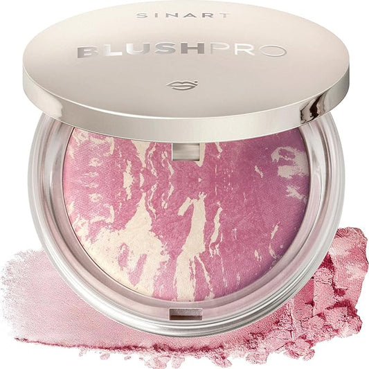 Baked PRO Blush. Brighten Lighting Highly Glow Marbleized. Lightweight Shimmery Satin Face Makeup. Cruelty-Free Powder Blush. Shape, Contour & Highlight Face - B1
