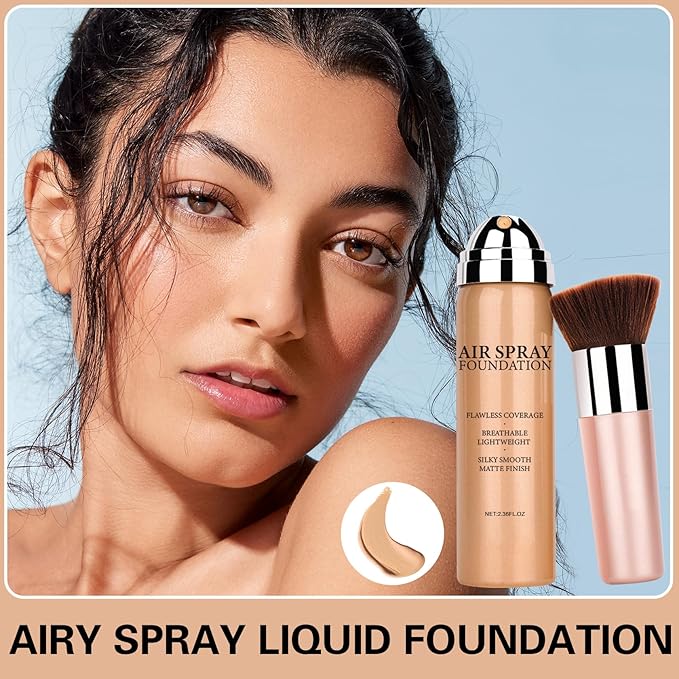 Magic Minerals Airbrush Foundation Makeup - Silky Lightweight Spray Foundation Makeup Air Brush Flawless Setting Spray for Mature Skin (04 Porcelain Color)