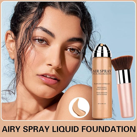 Magic Minerals Airbrush Foundation Makeup - Silky Lightweight Spray Foundation Makeup Air Brush Flawless Setting Spray for Mature Skin (04 Porcelain Color)