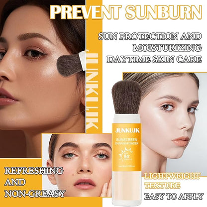 2P Mineral Sunscreen Setting Powder Makeup,SPF 50+ PA++++,Lightweight Breathable Translucent Brush Powder for All Skin,Matte Long Lasting Oil Control Concealer