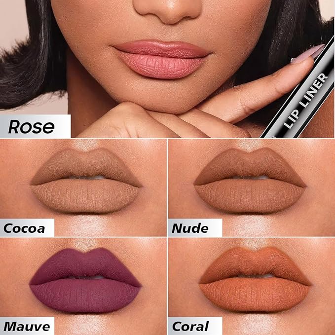 Lip Stain Peel Off, Lip Liner Long-Lasting & Waterproof, Transfer Proof & Plumping, Moisturizing Non-Stick Cup Matte Finish, Nude Color