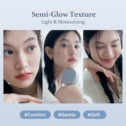 hince Second Skin Mesh Matte Cushion - 12g, Natural Coverage, Semi Matte Finish, Flawless Coverage, 24hr Long Lasting, Korean Cushion Foundation, Blue Cushion (SAND, 23)