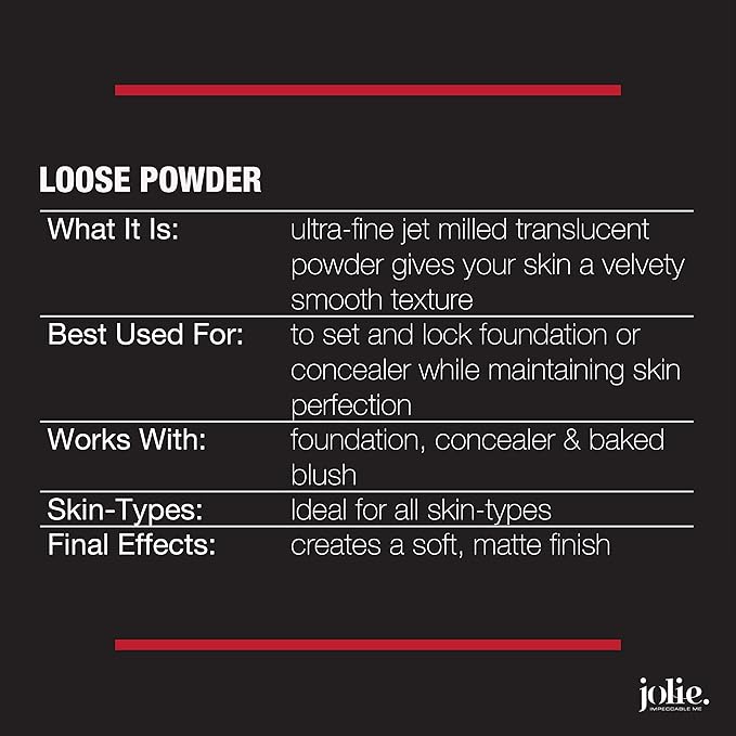 Jolie Loose Translucent Face Powder - Ultra Fine, Silky Makeup Setting Powder (Nude 01A)