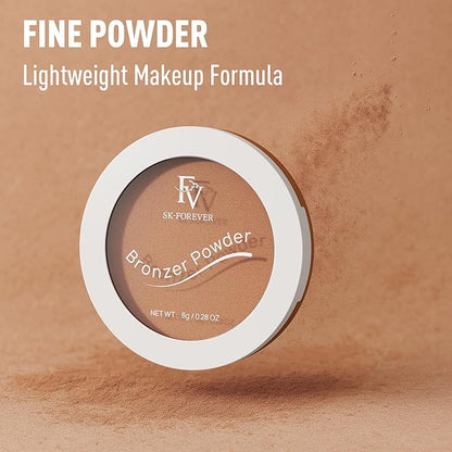 FV Bronzer Powder, Long Lasting Talc-Free Smooth Bronzing Powder, Buildable with Natural Glow Matte Finish, Contour Cheeks, Waterproof Bronzers for Fair Light Skin Tones (Bronzer, 0.28 oz)