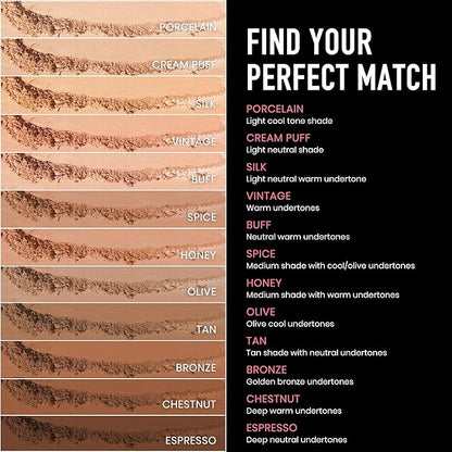 Frankie Rose Cosmetics Powder Foundation – Full Coverage Face Powder For Pores & Imperfections, Evens Out Skin Tone & Shine-Control | 58 Grams (Buff)