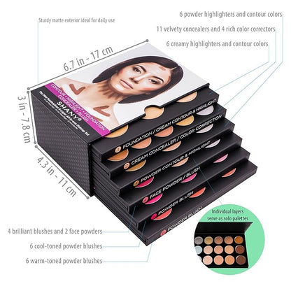 SHANY The Mini Masterpiece 6 Layers Makeup Foundation, Concealer, Camouflage, Contour, Blush and Face Cosmetics - 6 Make up Kits Palettes