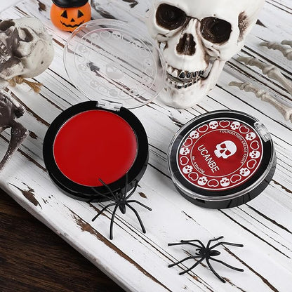 UCANBE Red Face & Body Paint Makeup Foundation, Professional Non-Toxic Cream Greasepaint, Oil-Based Face Painting Kit for Kids & Adults Party, Halloween SFX Devil Clown Vampire Costume Cosplay Makeup