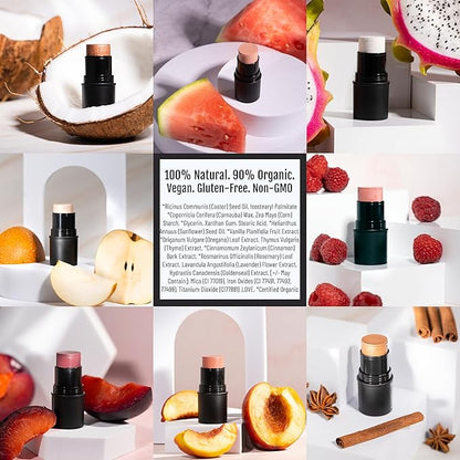 Organic Tint Tube, 100% Natural Vegan Gluten-Free Cream Blush Multi-Stick, Made in USA, Rose