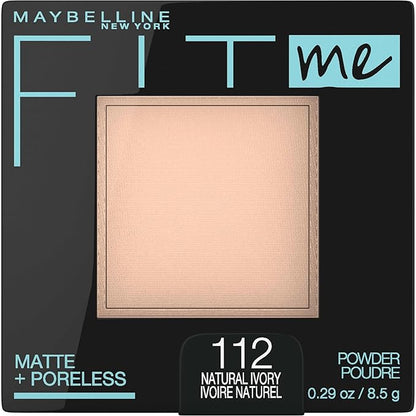 Maybelline Fit Me Matte + Poreless Liquid Foundation & Pressed Powder Makeup Bundle, Classic Ivory & Natural Ivory, 1 Count Each