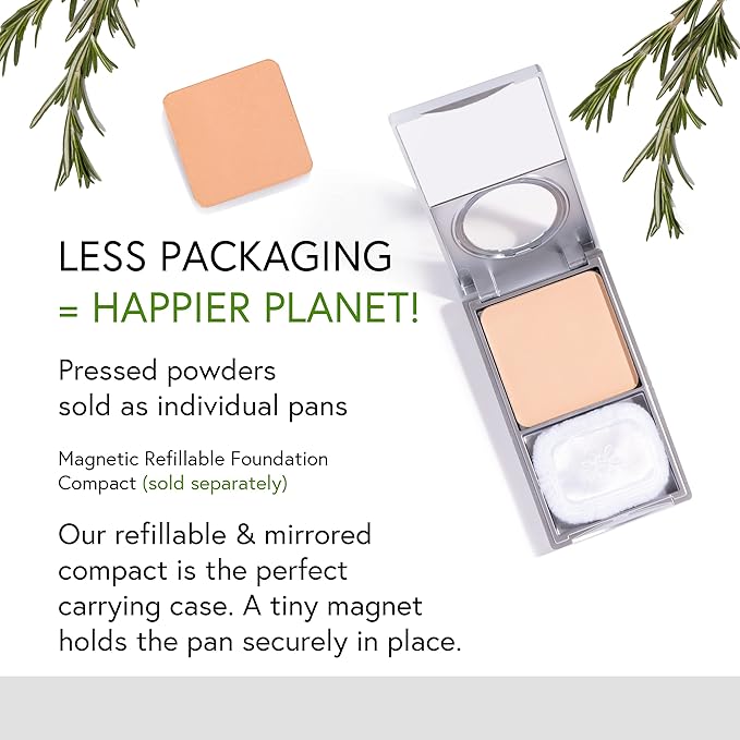 Honeybee Gardens Pressed Mineral Powder Foundation Refill, Supernatural, Neutral Light Shade, Adjustable Coverage, Natural Finish, With Botanical Extracts And Vitamin E, 7.5g